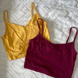 Crop Tank Top Set (yellow/dark red)